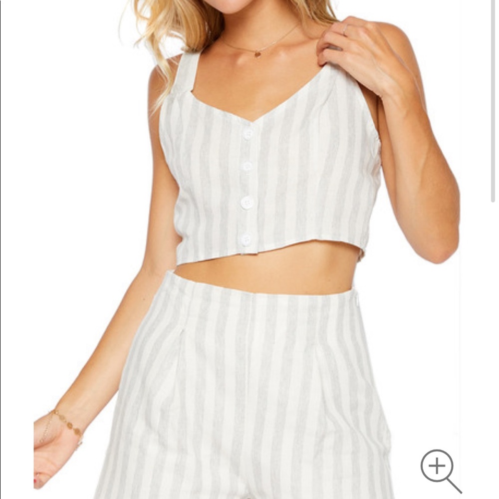 Sadie & Sage Striped Linen Crop Top/Short Set
